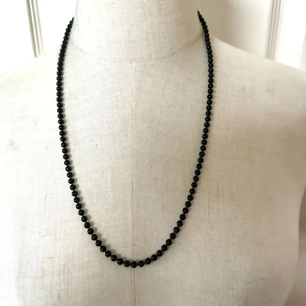 Oops a Daisy black beaded long necklace